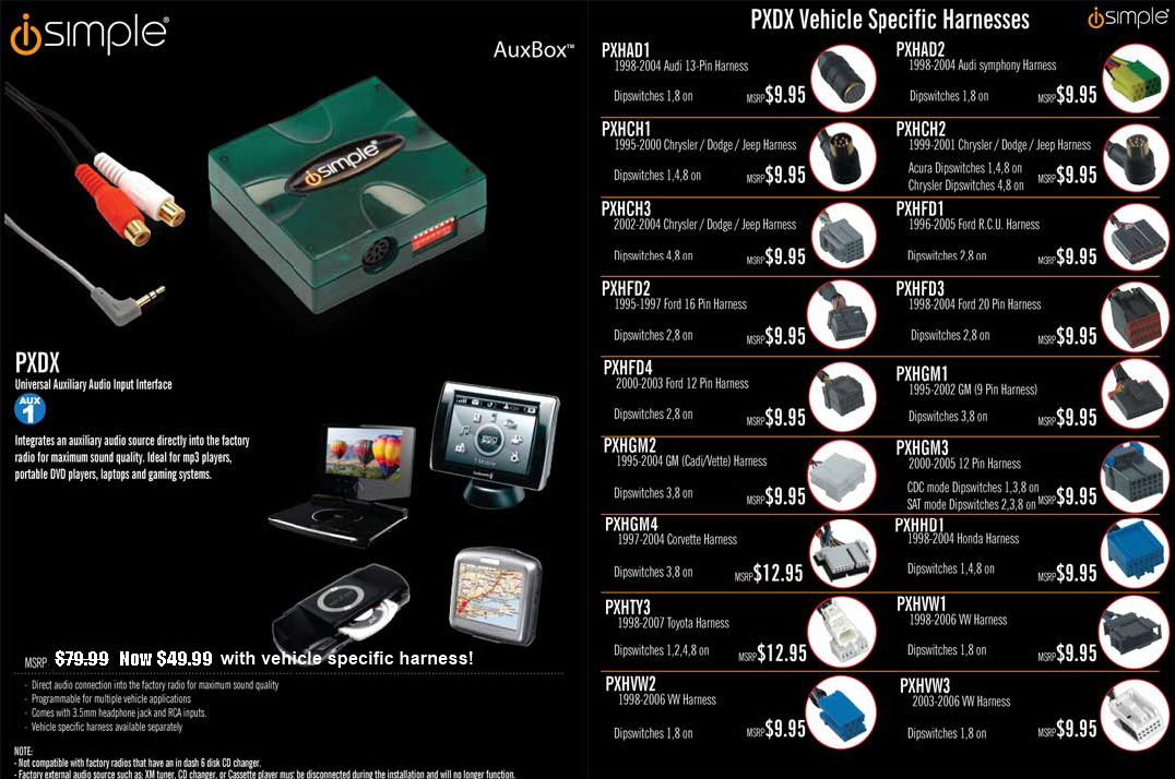 I-Pod Universal Auxiliary Audio Input Interface (PXDX)