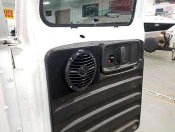 Chevy Express Van needed audio in the rear doors. Custom built panels to house a pair of Rockford speakers. Installed a pair of Hertz speakers in the front doors, a Kenwood 4-channel amp and a Kenwood in-dash receiver.