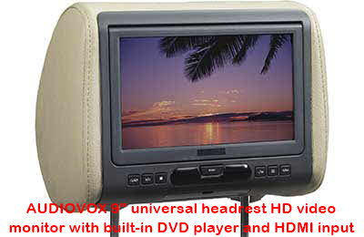 AUDIOVOX 9" universal headrest HD video monitor with built-in DVD player and HDMI input