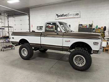 1972 CHEVY PICK UP � Built a custom box to house 2 Kenwood subs, Kenwood 5 channel amp and pair of speakers. Up front built custom kick panels for super slim components