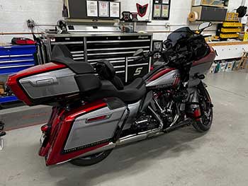 2020 Harley Road Glide CVO in for a full Rockford Fosgate upgrade. This bike now sounds as good as it looks!