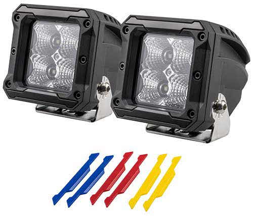 HEISE Flood Beam Cube Light - 3 Inches 4 LED - 2 Pack with Harness
