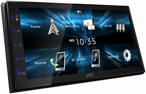 JVC Digital Media Receiver featuring 6.8" WVGA Capacitive Monitor / USB Mirroring for Android Phones / Bluetooth / 13-Band EQ / Shallow Chassis