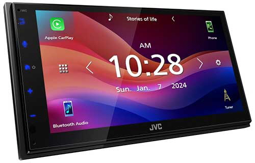JVC Digital Media Receiver featuring 6.8" Capacitive Touch Monitor / Apple CarPlay® (Wireless, Wired) / Android Auto™ (Wireless, Wired) / Wireless Mirroring / Bluetooth® / 13-Band EQ / Short Chassis JVC Digital Media Receiver featuring 6.8" Capacitive Touch Monitor / Apple CarPlay® (Wireless, Wired) / Android Auto™ (Wireless, Wired) / Wireless Mirroring / Bluetooth® / 13-Band EQ / Short Chassis
