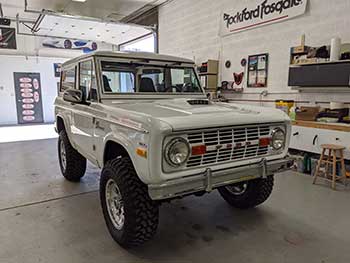 Fully restored 1967 Ford Bronco in for an audio upgrade. Installed Hertz 5-channel amp, made a custom center console to house Kenwood Excelon speakers, cut and strung Kenwood 7" speakers in rear side panels and added a downfire Kenwood Excelon 10" sub.