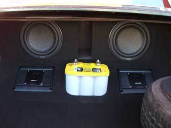 1968 Buick Skylark. Installed a Kenwood Excelon AM/FM/CD Player with Kenwood Excelon 1500 watt mono amplifier and a 1200 watt 4-channel amplifier. Kenwood Excelon 6 1/2" 2-way speakers. Custom built center console and custom fabricated trunk.
