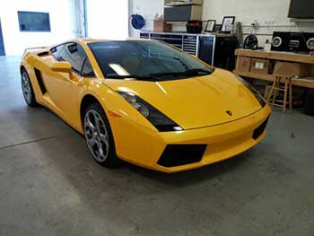 2005 Lamborghini Gallardo. Full Kenwood system, head unit was already in, installed amps, speakers, components and built a custom dual chamber ported enclosure to match interior.