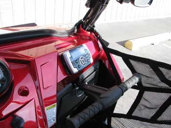 2010 Polaris Razor. It Has a pair of Boss tower speakers mounted on the roll bar and a Clarion Digital Marine Display Head Unit with a Water Tight Hideaway Command Source